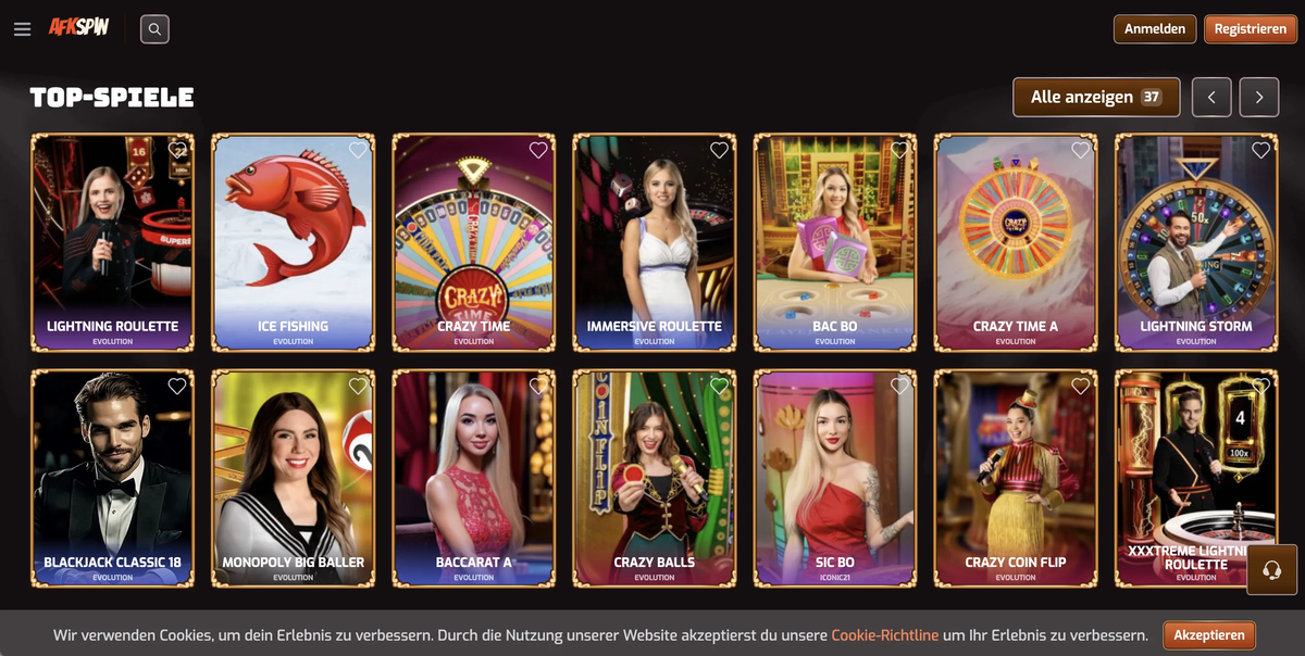AFKSpin live casino – tavoli con croupier dal vivo